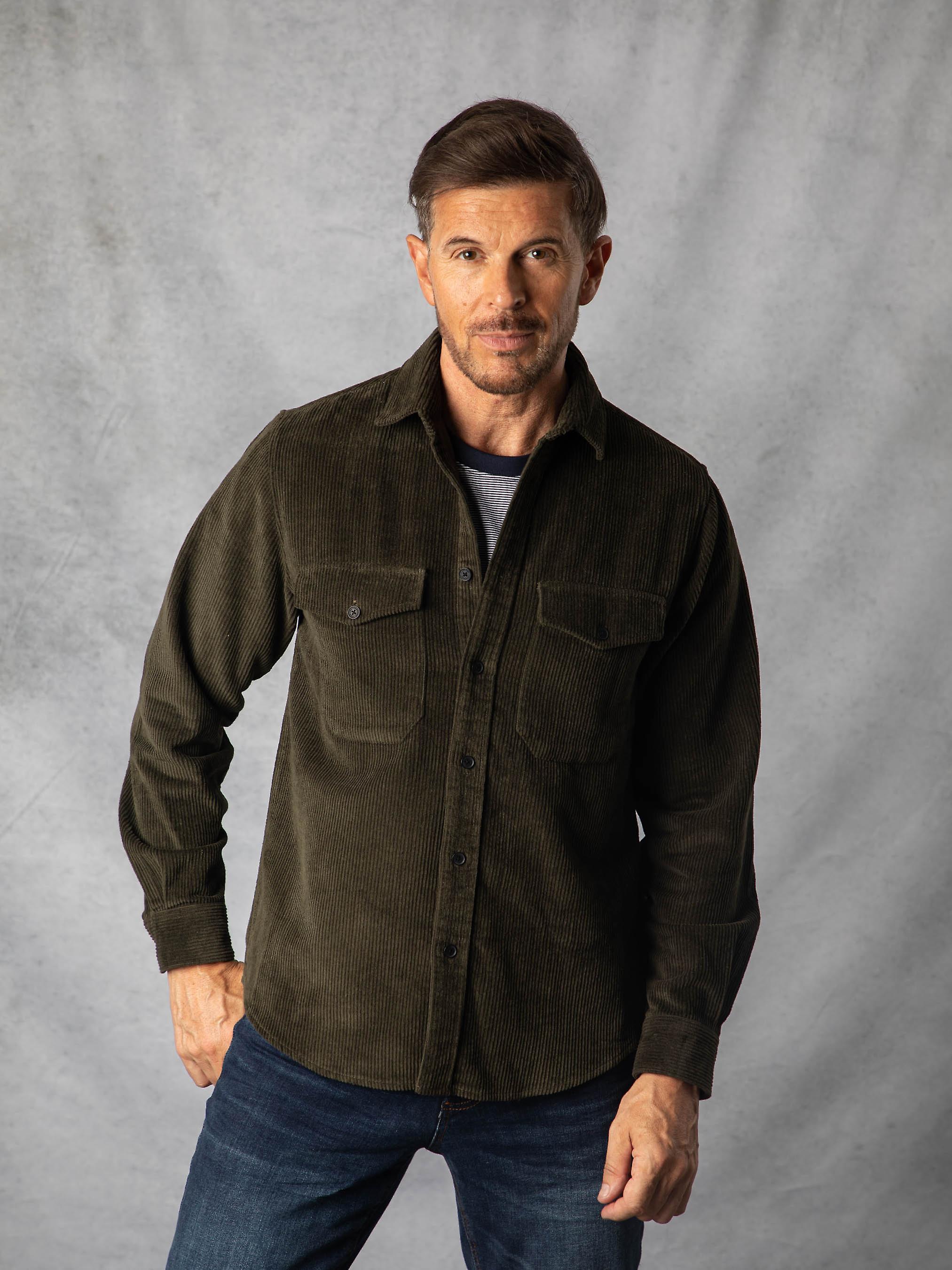 Jumbo Cord Overshirt in Khaki