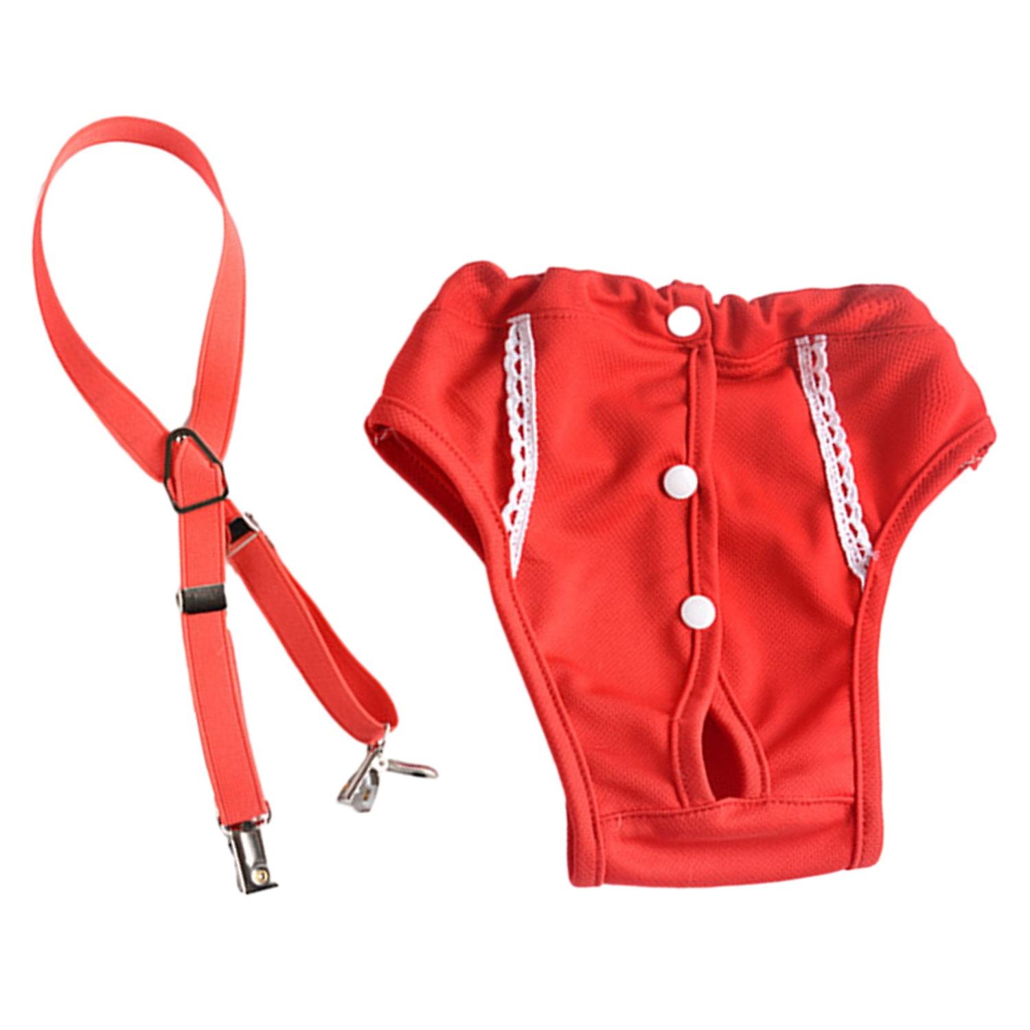 Dog Menstrual Pants Button Closure Soft Comfortable Pet Physiological Pants with Tail Hole Pet