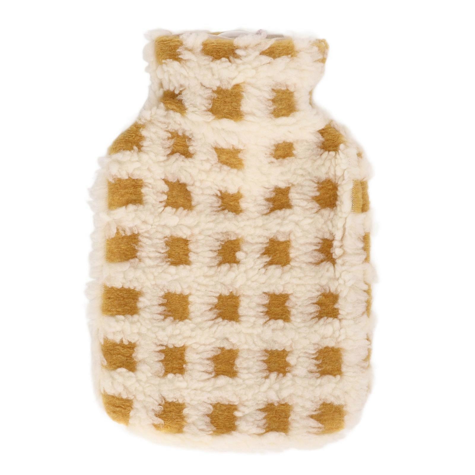 Plush Hot Water Bottle 1000ml: Anti Scalding Soft Bag with Plush Cover for Home Travel Office Beige