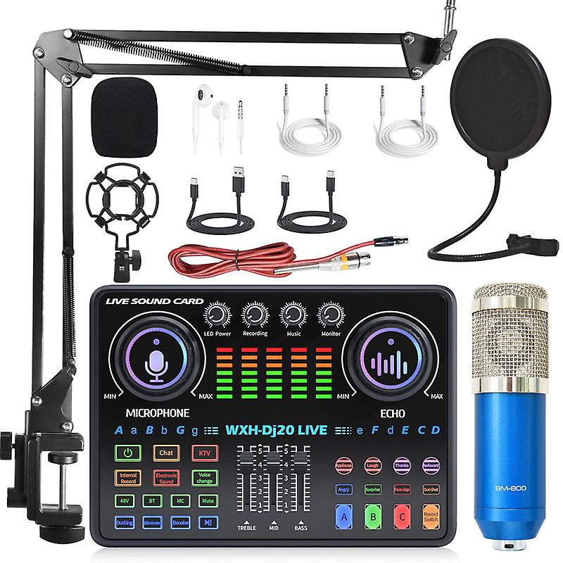 Podcast Equipment Bundle, Bm-800 Portable Audio Cards - Audio Interface For Live Streaming Youtube Tiktok