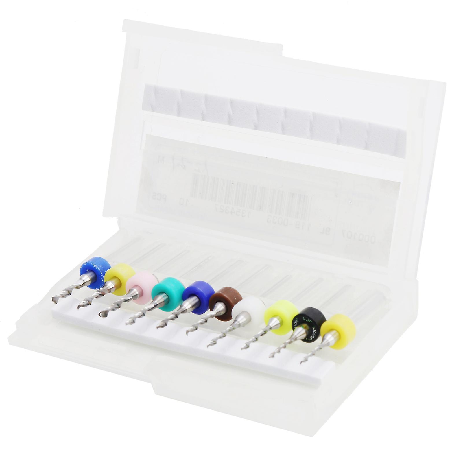 10Pcs Micro Drill Bit Set Cemented Carbide 1.2-2.1mm Printed Circuit Board Drilling Bits