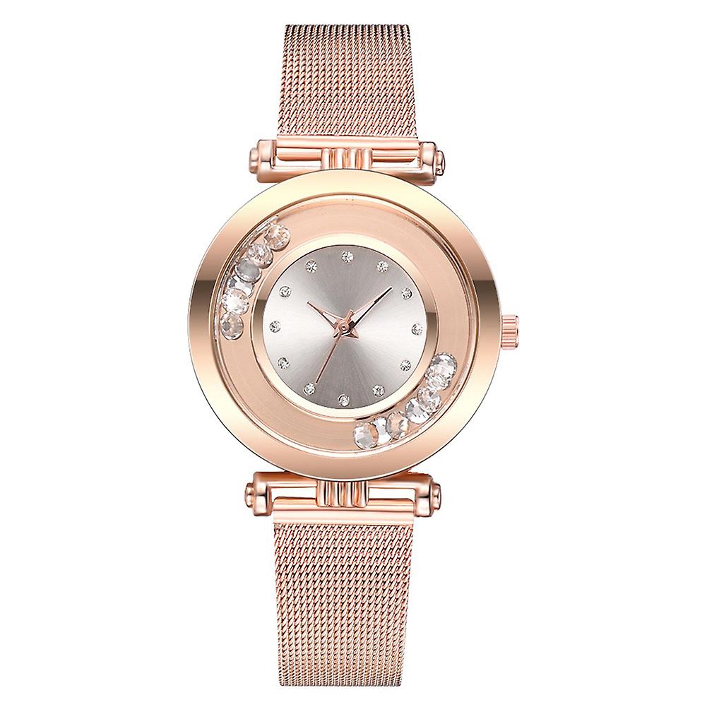 Fashion Rhinestone Balls  Round Dial Alloy Mesh Strap Analog Quartz Wrist Watch