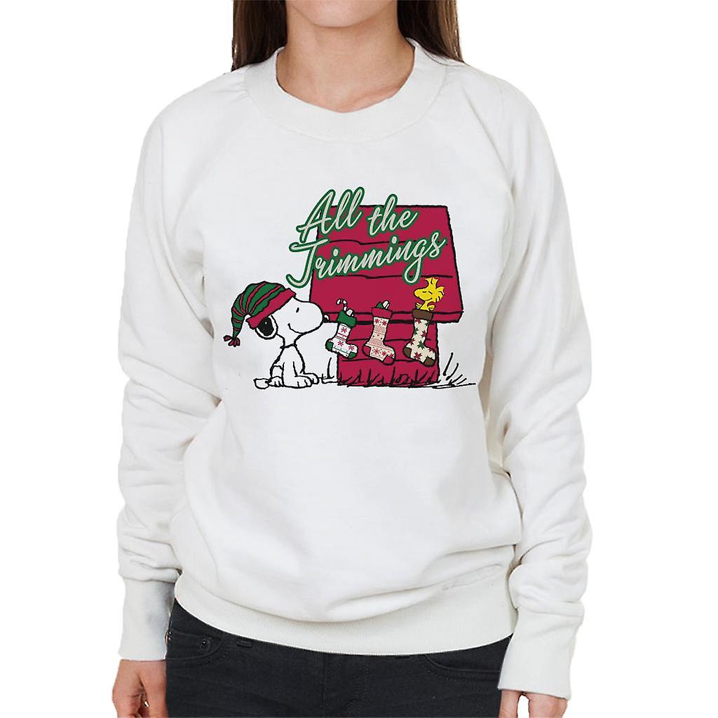 Peanuts Snoopy Woodstock In A Stocking Women's Sweatshirt
