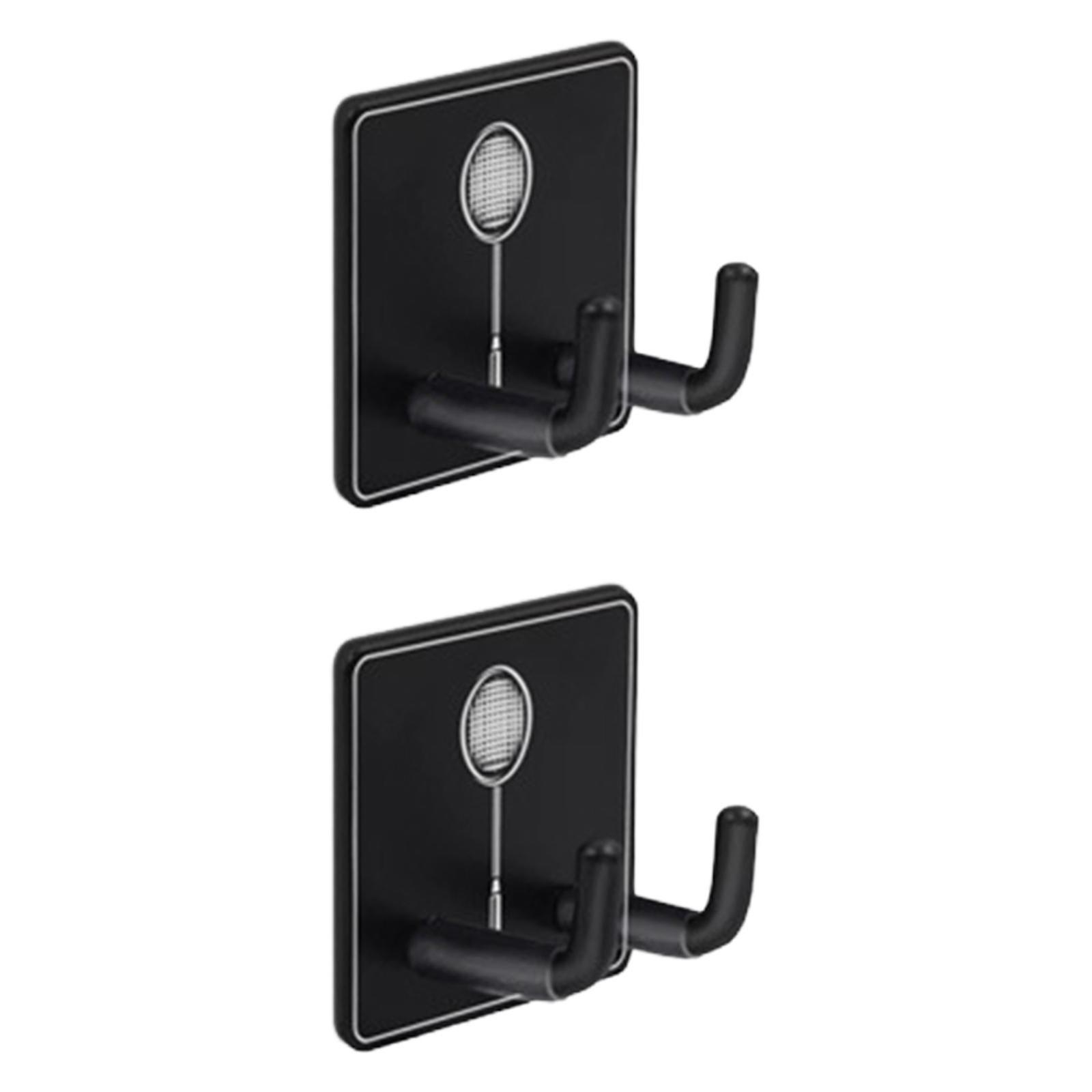 2Pieces Wall Mounted Racket Rack, Badminton Racket Hook, Badminton Racket Storage Rack, Vertical Display Holder for Game Room