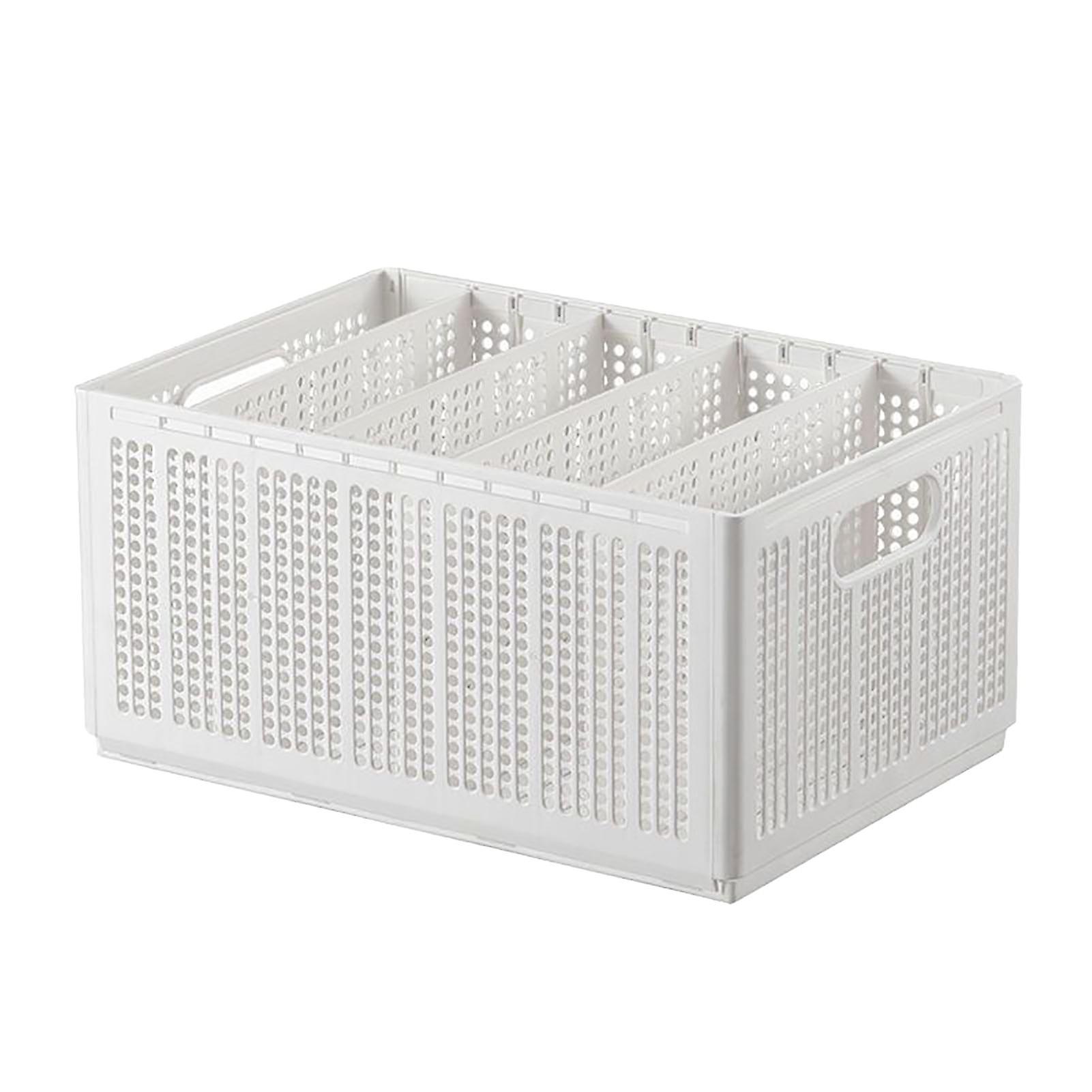 White Foldable Pants Organizer with Adjustable Dividers for Wardrobe – 5 Grids, 4 Baffles