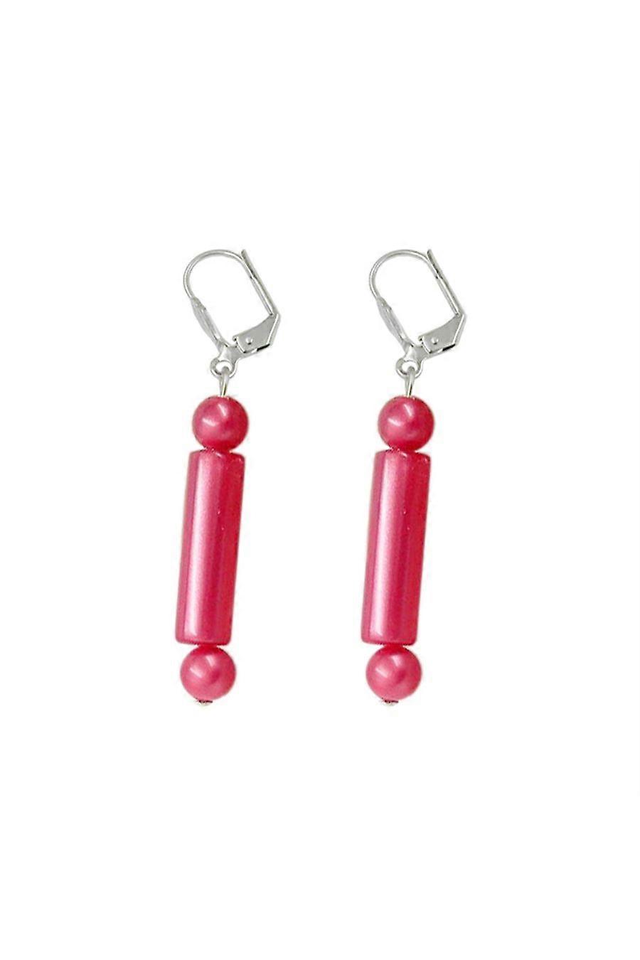 Leverback Earrings Dangling Red Silky Shimmering - Gl00752