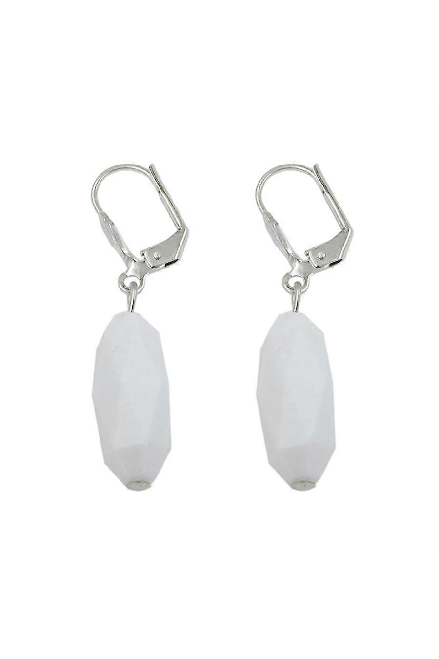 Leverback Earrings Olive Shaped White - Gl02007