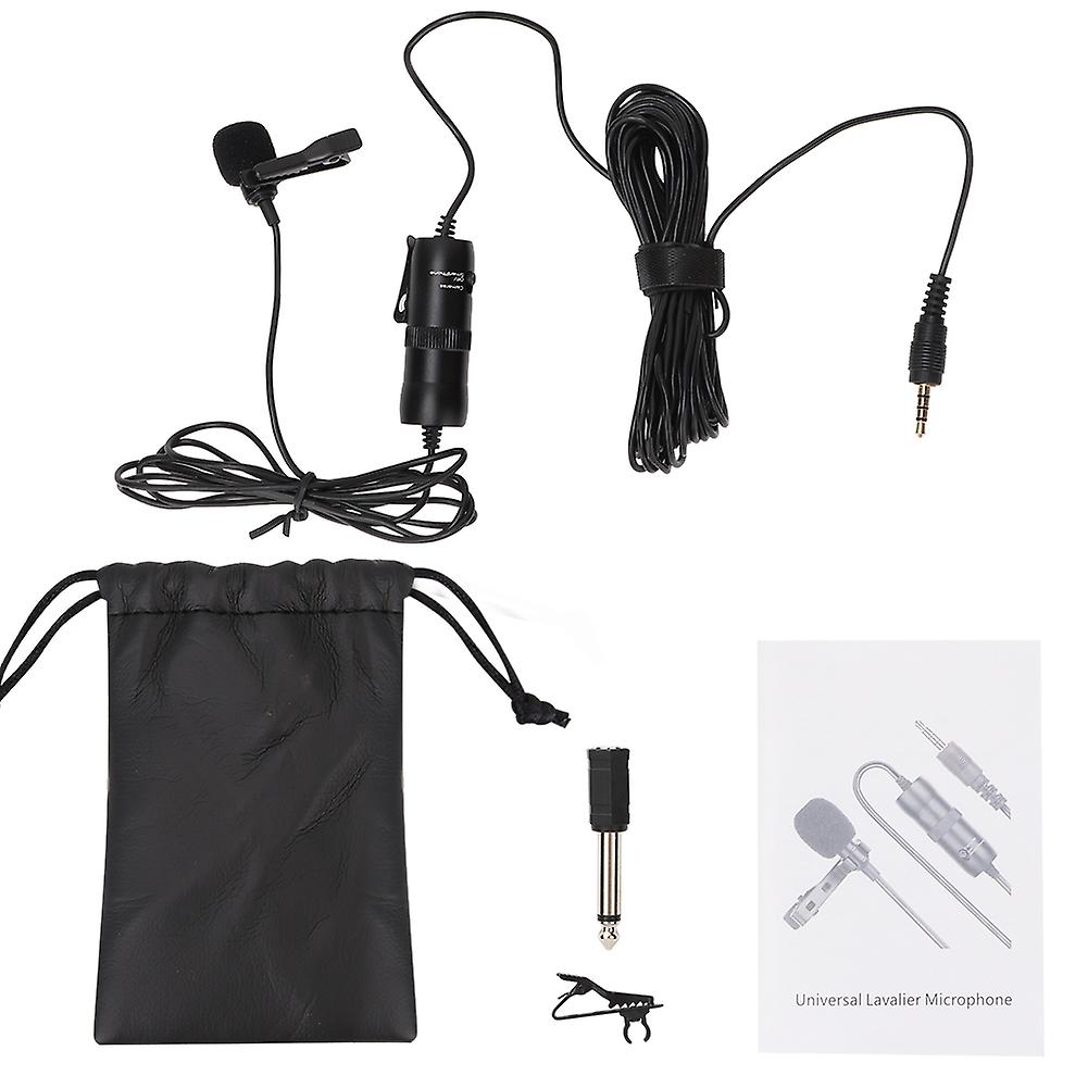 Portable Universal Clip On Mic 3.5mm Audio Interface Lavalier Microphone for Smartphone DSLR