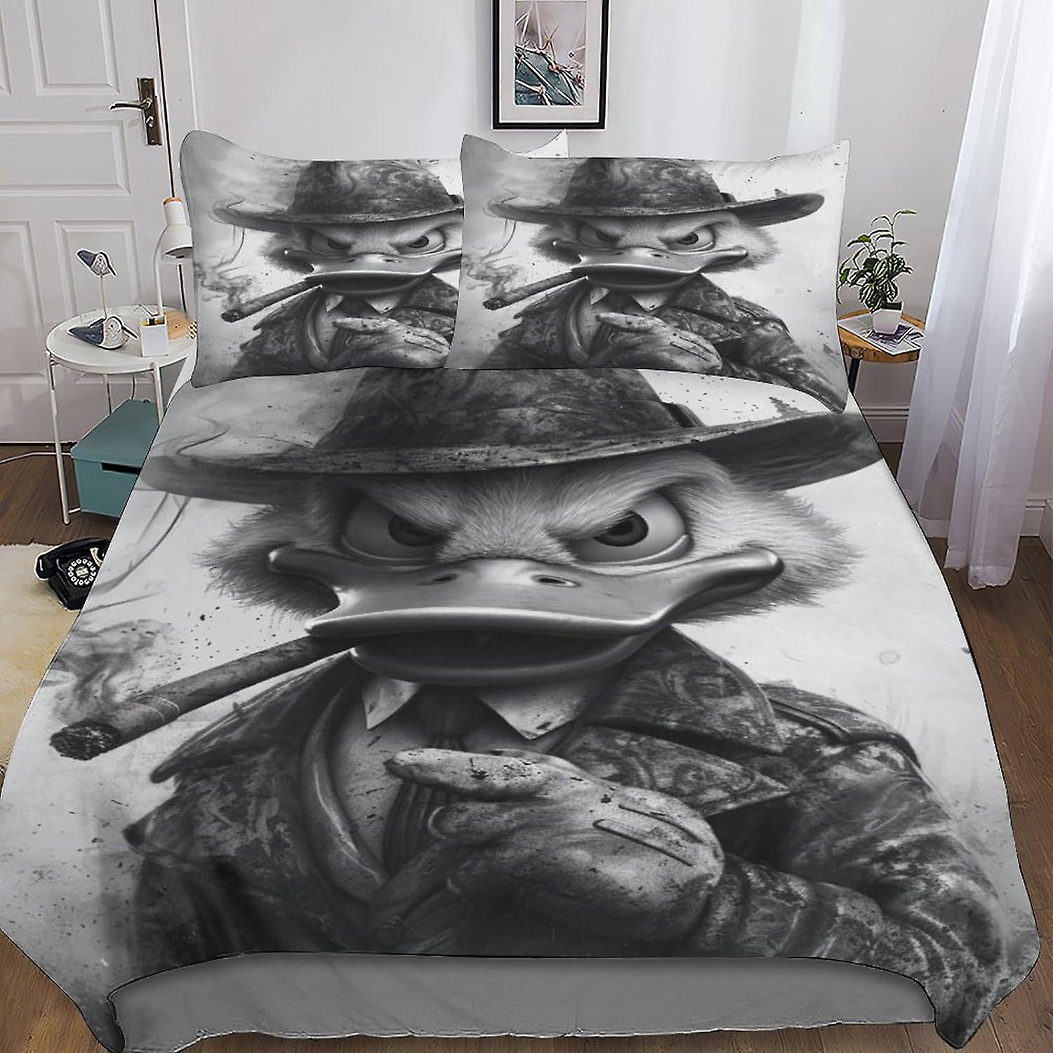 DSJackson Donald Duck Ensemble de housse de couette de luxe avec fermeture à glissière cachée - Literie de bande dessinée en microfibre de qualité supérieure, ensemble complet de 3 pièces avec taie d’oreiller