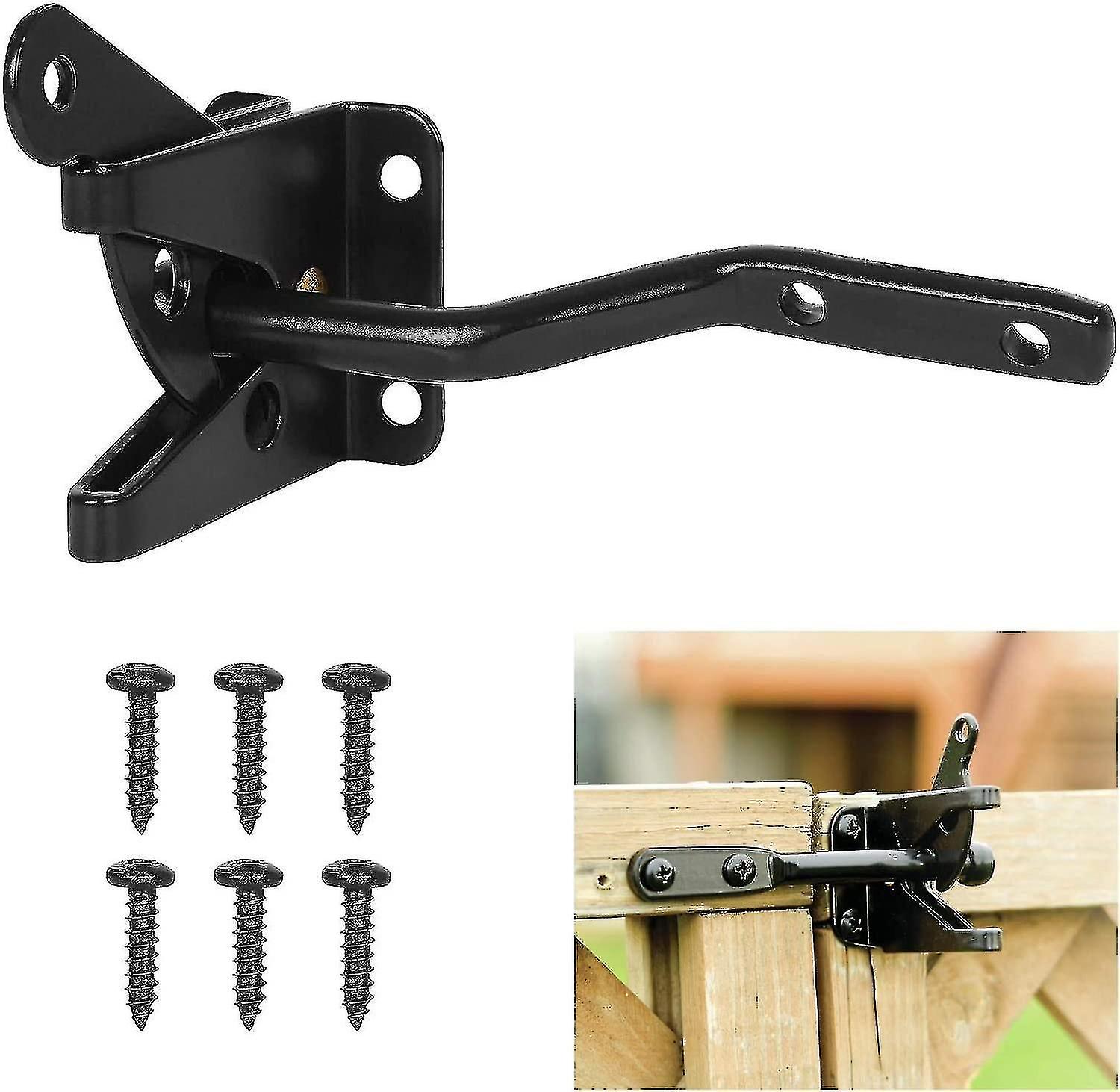 Gate Lock Automatic Lock-bolt Metal Lock-latch1pcs-black