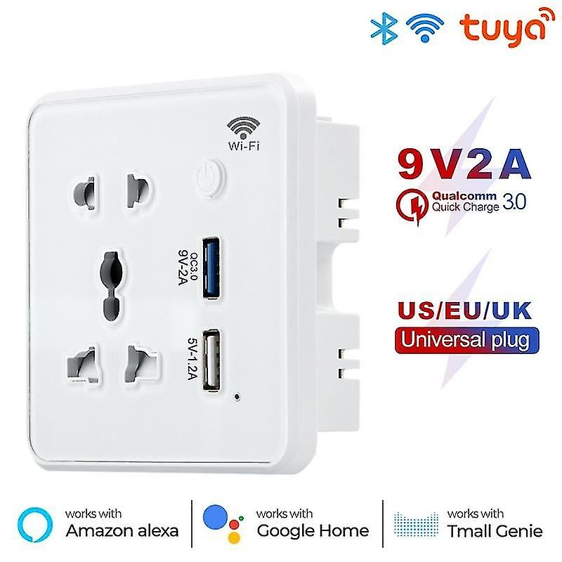 Wifi smart plug US and UK universal plug USB charging socket timed power socket graffiti