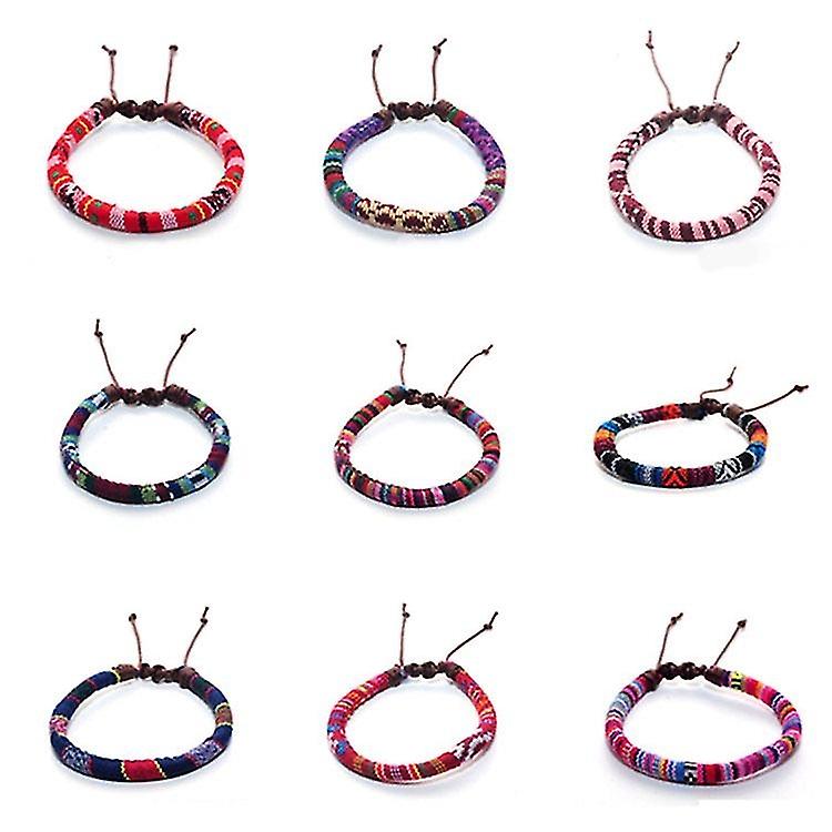 9 Pcs Unisex Adjustable Rope Bracelet