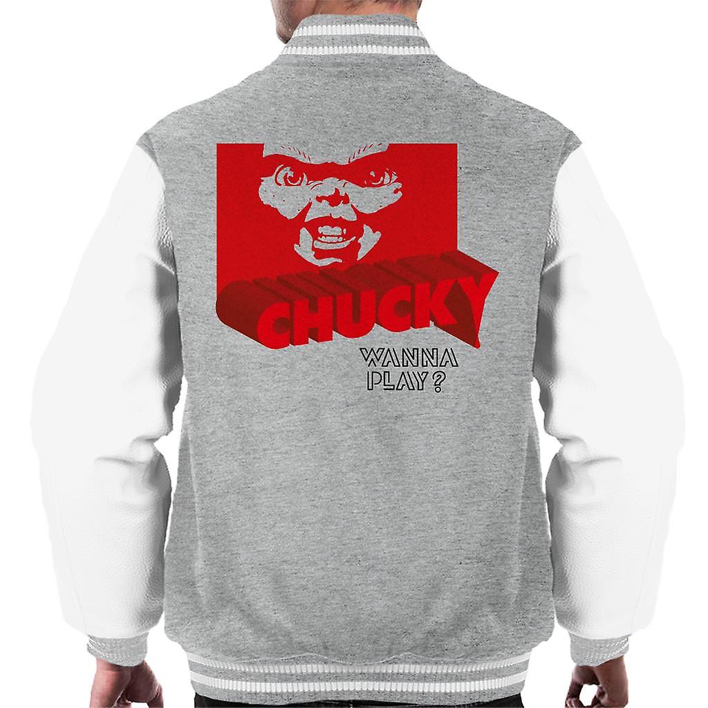 Chucky 3D Logo Wanna Play Men's Varsity Jacket