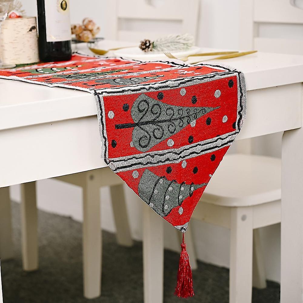 Rectangular Christmas Tablecloth Polyester 35*180m Christmas Tree Patterns for Christmas Table Decor