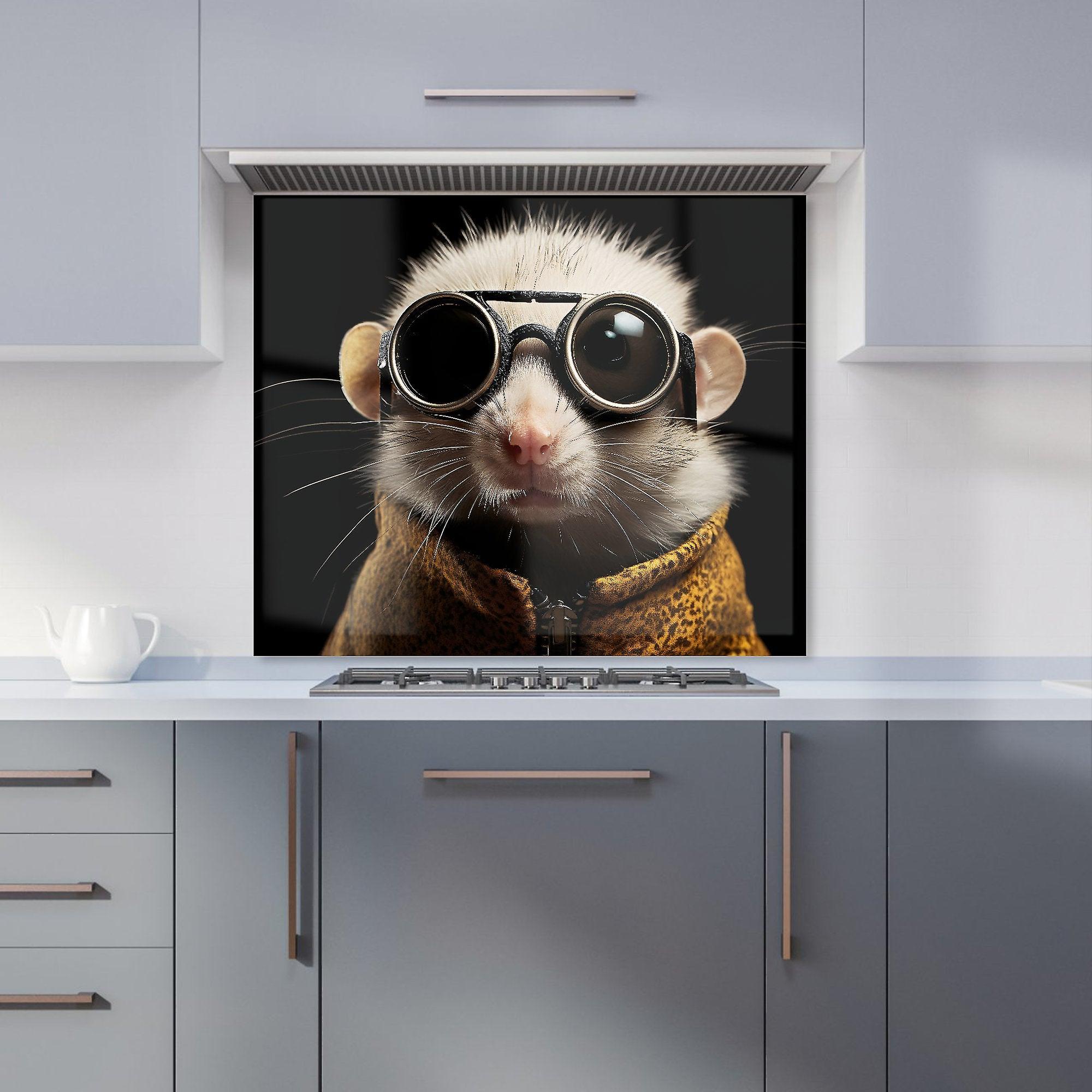 Realistic Doormouse With Glasses Kitchen Splashback