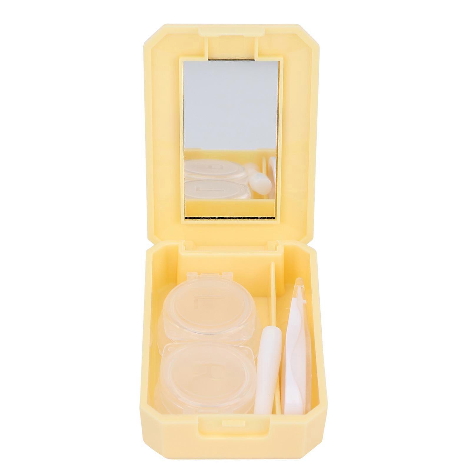 Contact Lens Box Kit Applicator Rod Tweezers Portable Contact Lens Case Holder Container (yellow) 1#