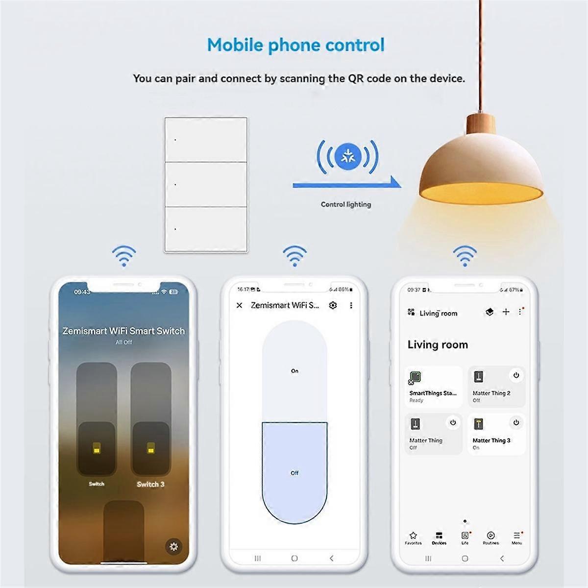 Matter WiFi Smart Switch Wall Light Switch Smart Control 1 2 3 4 6 ...