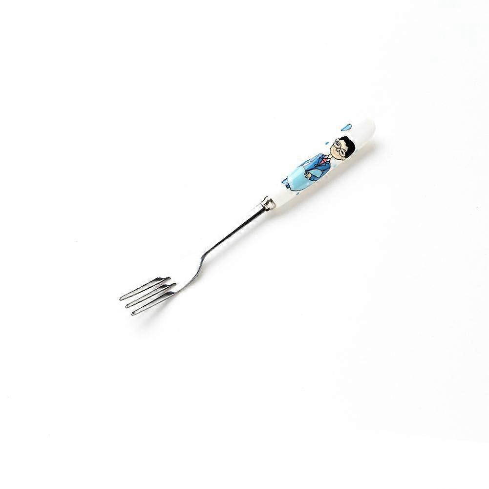 Stainless Steel Fruit Desert Fork Cake Beautiful Dinner Serving Fork with Ceramic Handle(#5)