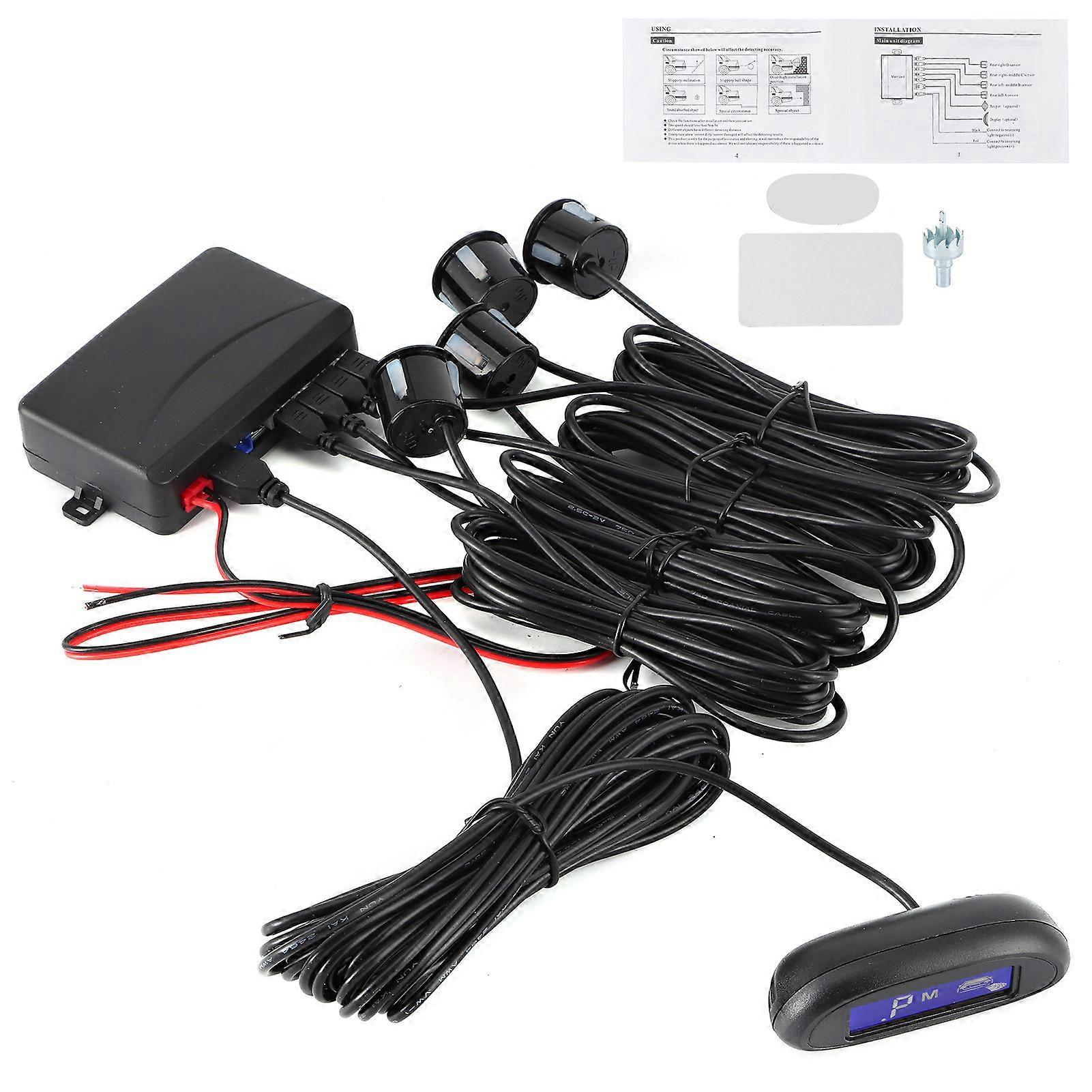 Auto LED Parking Sensor Backup Radar System Buzzing Alarm Weatherproof Universal for 12V Cars E2U311
