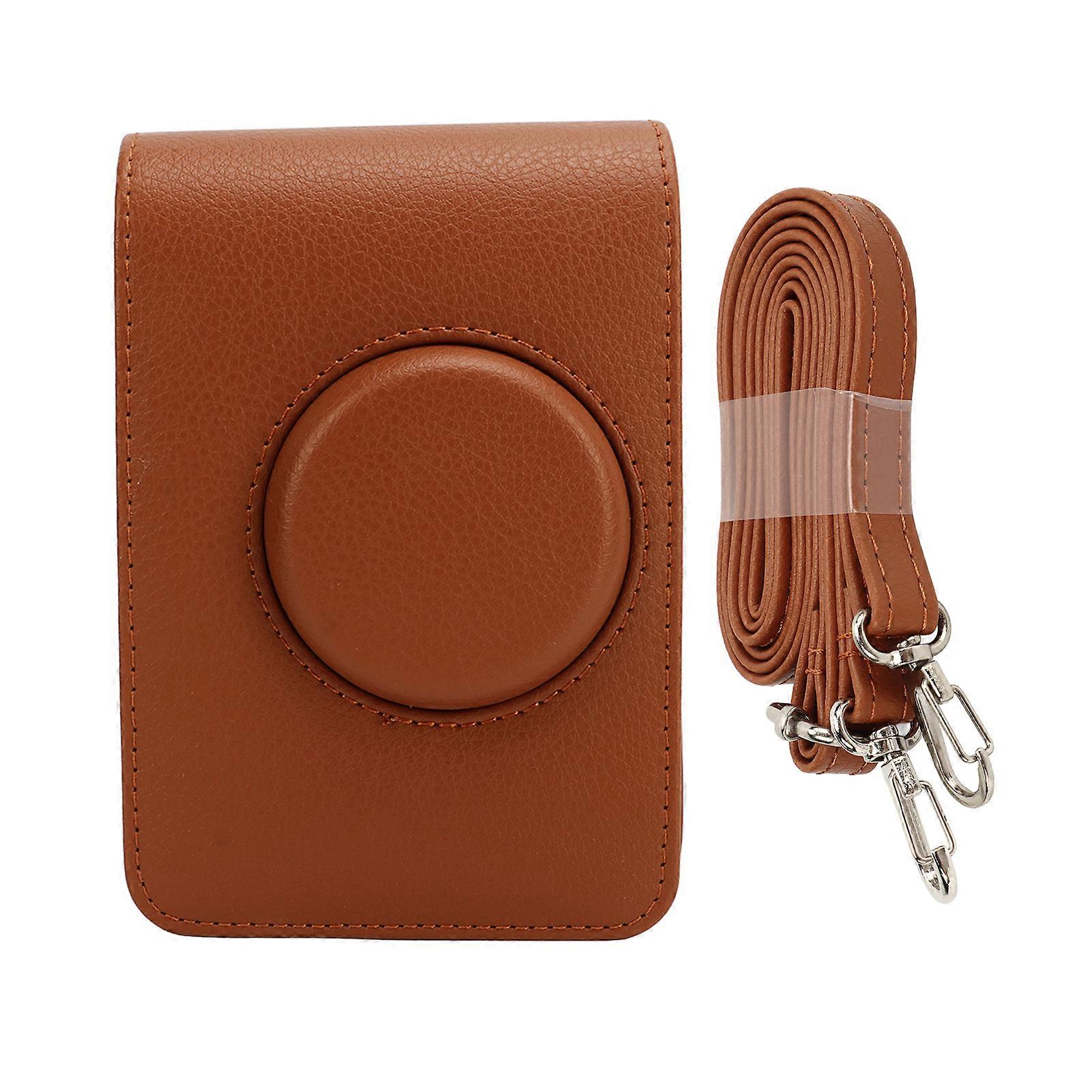 Camera Bag Retro Camera Pouch Case Pu Leather Adjustable Strap Soft Liner Camera Protection Case For Mini Evo Brown