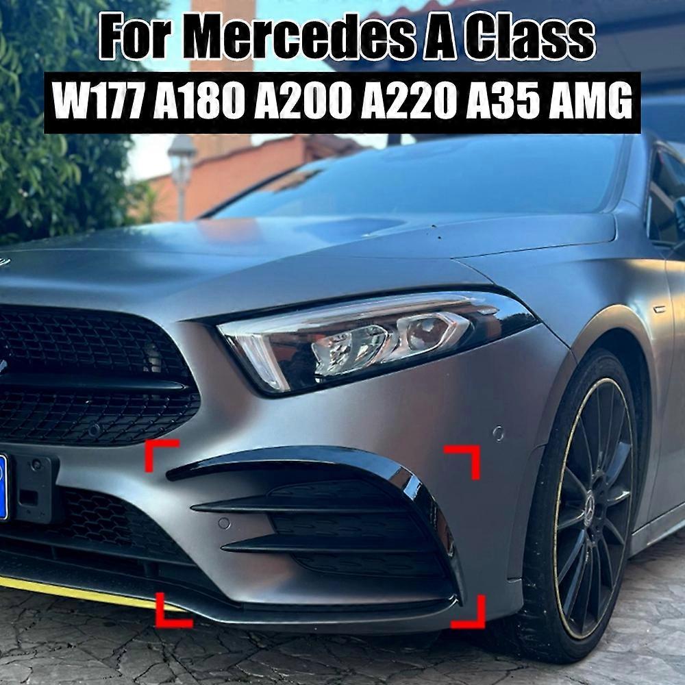 Spoiler Avant / Becquet Séparateur Pour Mercedes Classe A W177 (2019+) - ABS Noir Brillant - 9