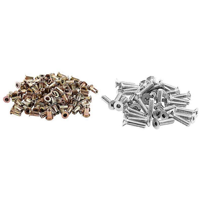 100 Pcs M3x9mm Countersunk Head Blind Rivet Nuts &amp; 50 Pcs M3 X 12Mm Metric Hex Socket Head Screw Bolts