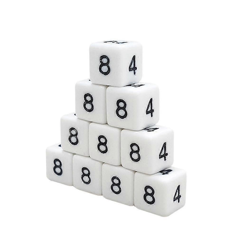 100pcs White Gaming Dice 8/10/16mm Standard Six Sided Decider Number Dice Birthday Parties Board Game Dice