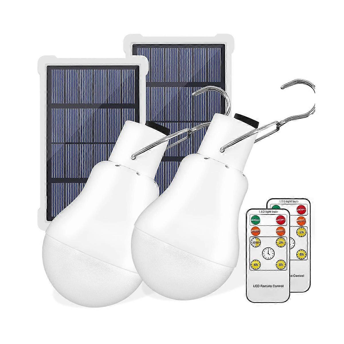 Bärbara solcellslampor, USB-uppladdningsbara nödlampor med fjärrtimer för vandring i skjul