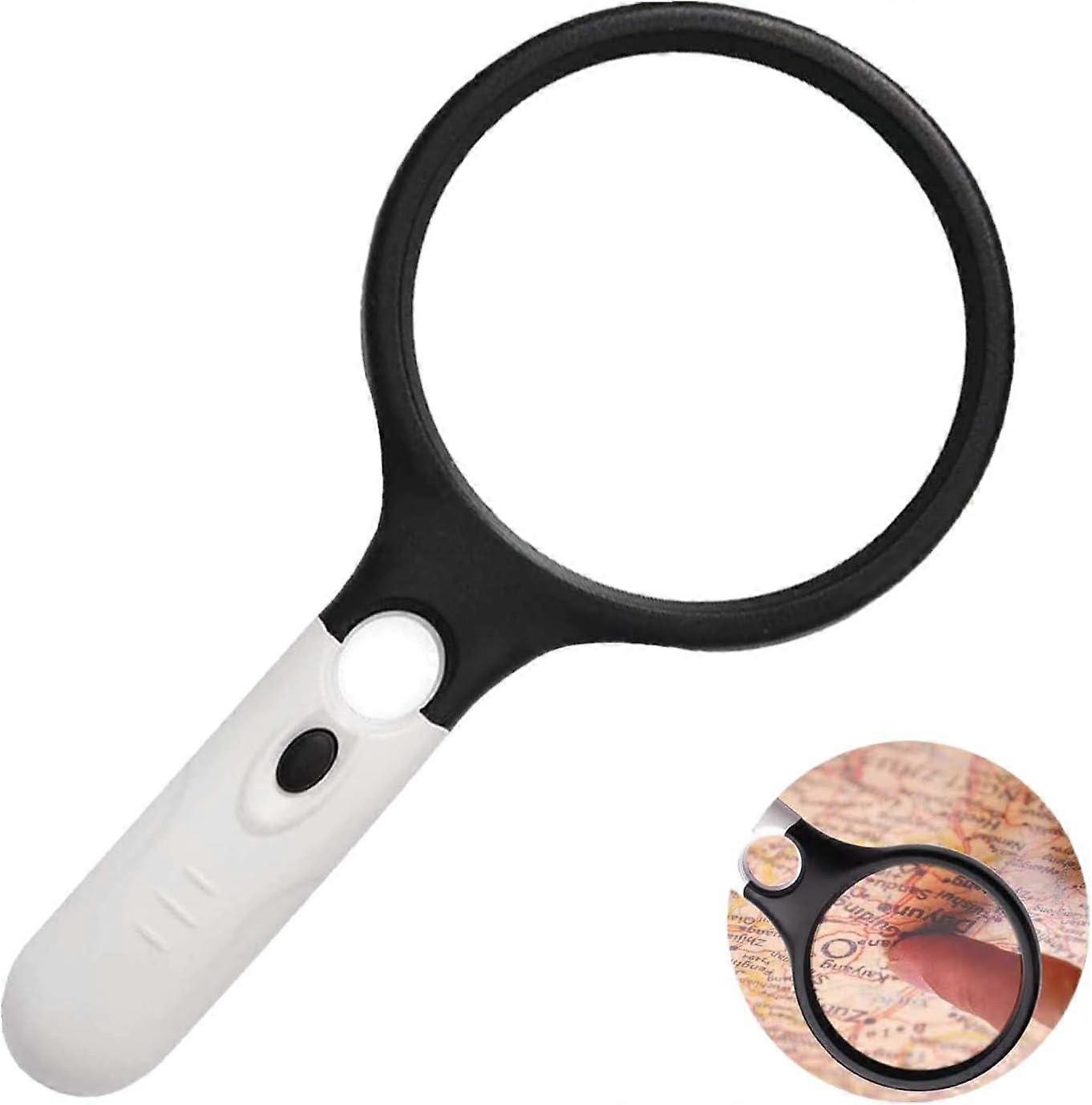 LED Illuminated Reading Magnifier 3X 45X Times Portable Lightweight Handheld with Light - Birthday C