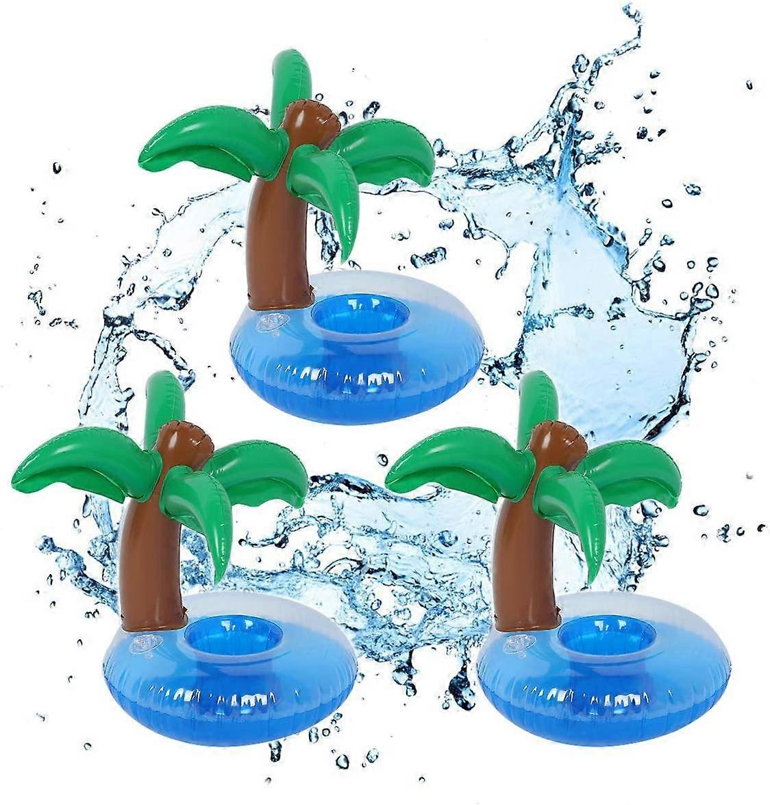 3 Pack Coconut Tree Inflatable Drink HoldersDrink Floats Inflatable Cup Coaster