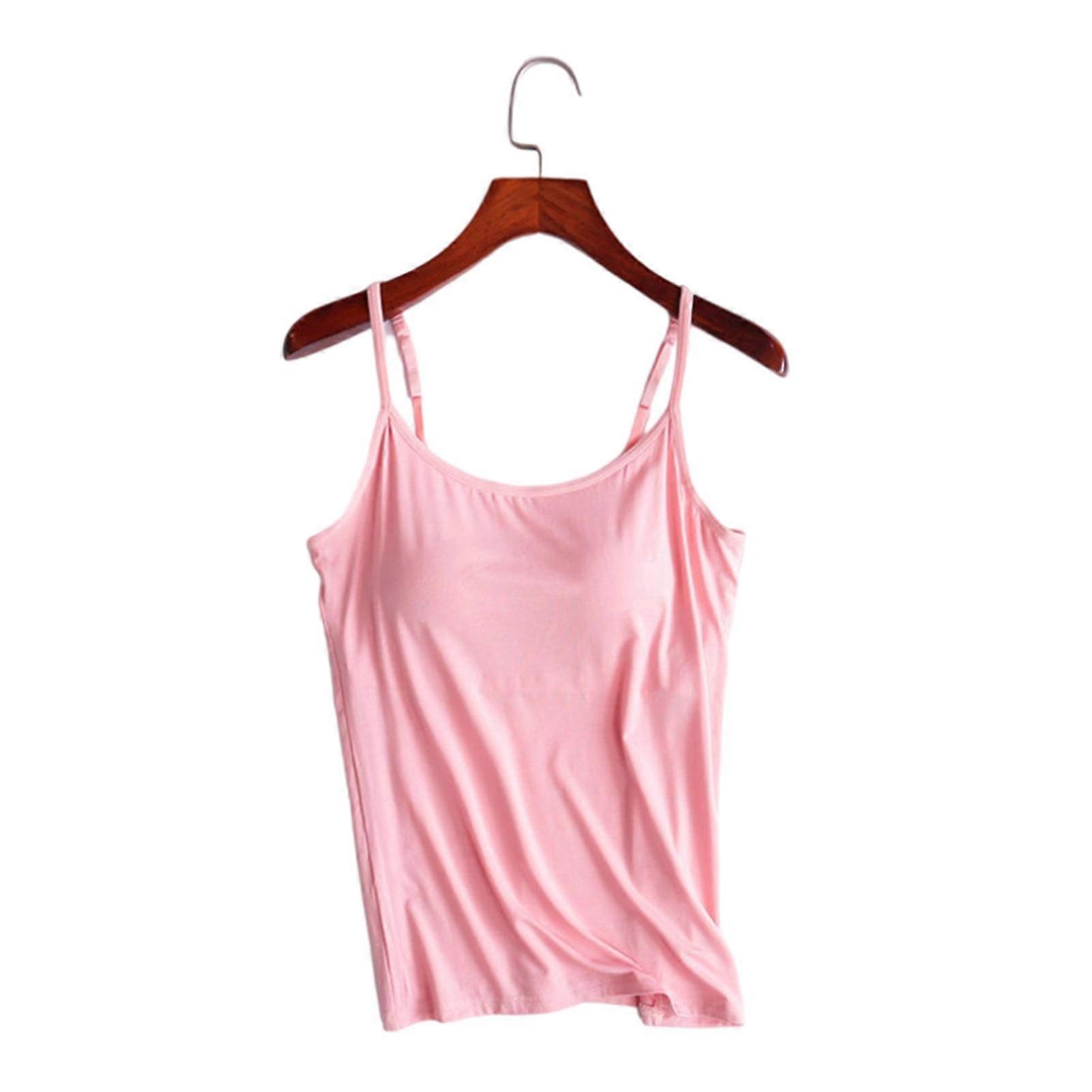 Women's Camisole Tops With Built In Bra Neck Vest Padded Slim Fit Tank Tops
