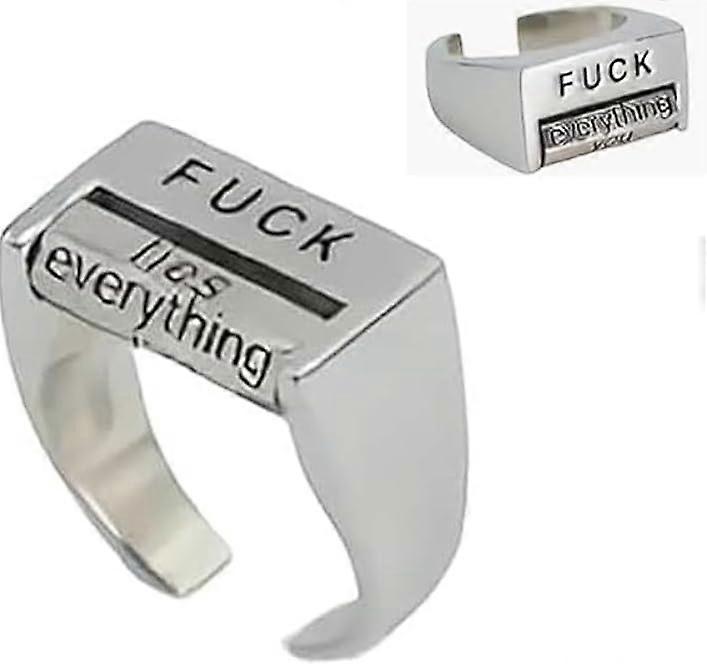 Creative Rotatable Mood Control Ring, Fu*k You Fu*k Everything Square Ring