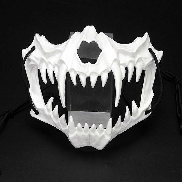 Japanese Anime Fox Dragon Skeleton Half Face Mask Cosplay Animal White Skeleton Mask Unisex Halloween Carnival Party Props