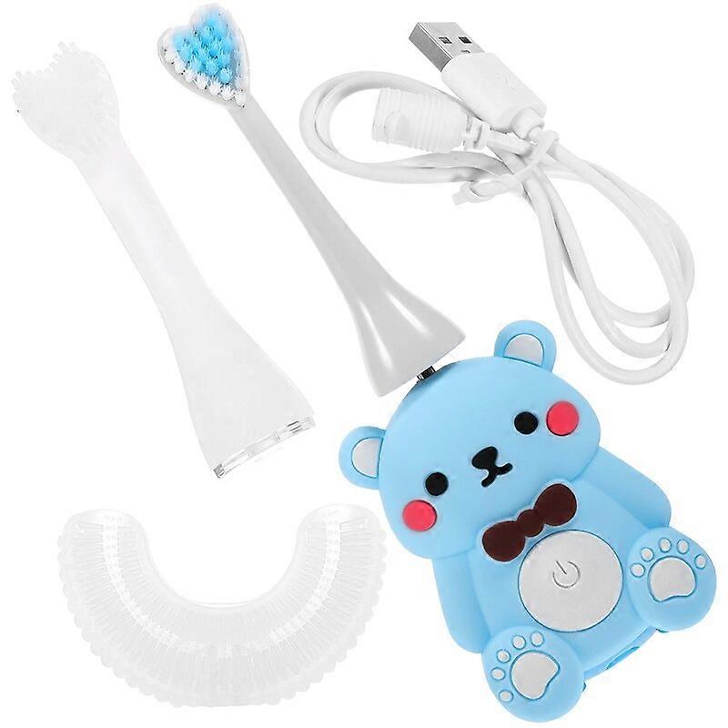 1 Set Kid Toothbrushes with Replacement Toothbrush Silicone U-Shape Toothbrush Electric Toothbrush