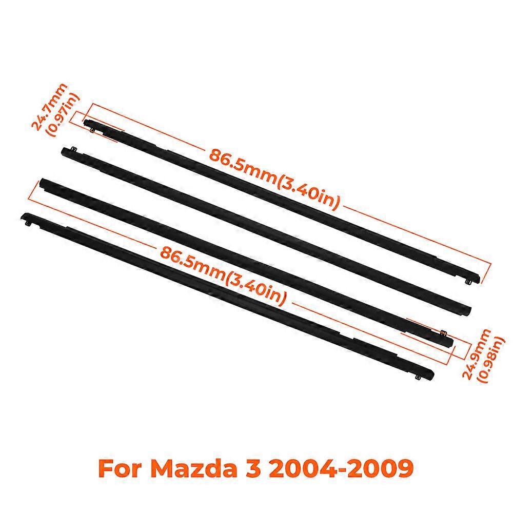 4PCS Car Window Weatherstrip Seal Belt Trim Sealing Strip for Mazda 6 2004-2012 Mazda 3 2004-2009 Rubber Outer Window Glass Seal