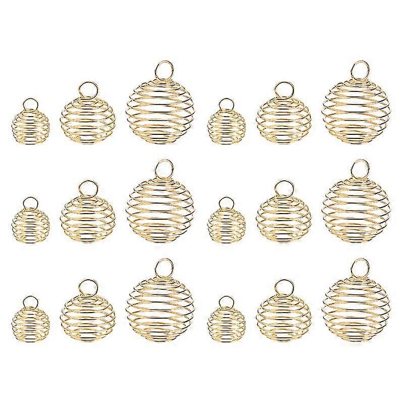 30pcs plated spiral bead cage charms pendants for diy jewelry making (gold)