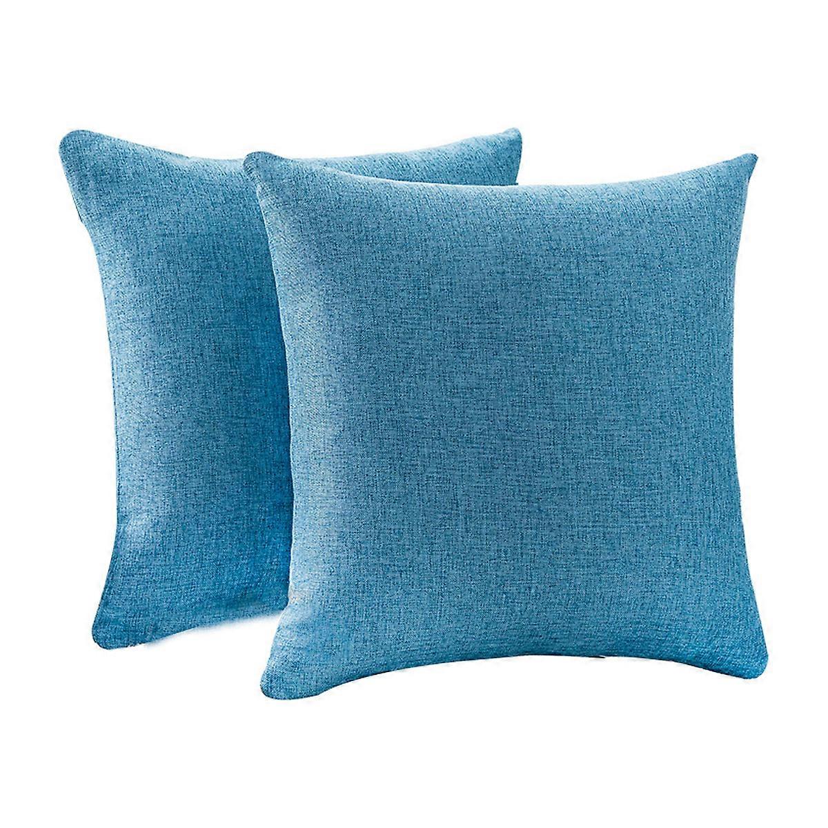 Pacote de 2 Capas de Almofada Aconchegantes para Sofá Sofá Decoração de Casa Chenille Macio Tingido Sólido Polegadas Azul-petróleo