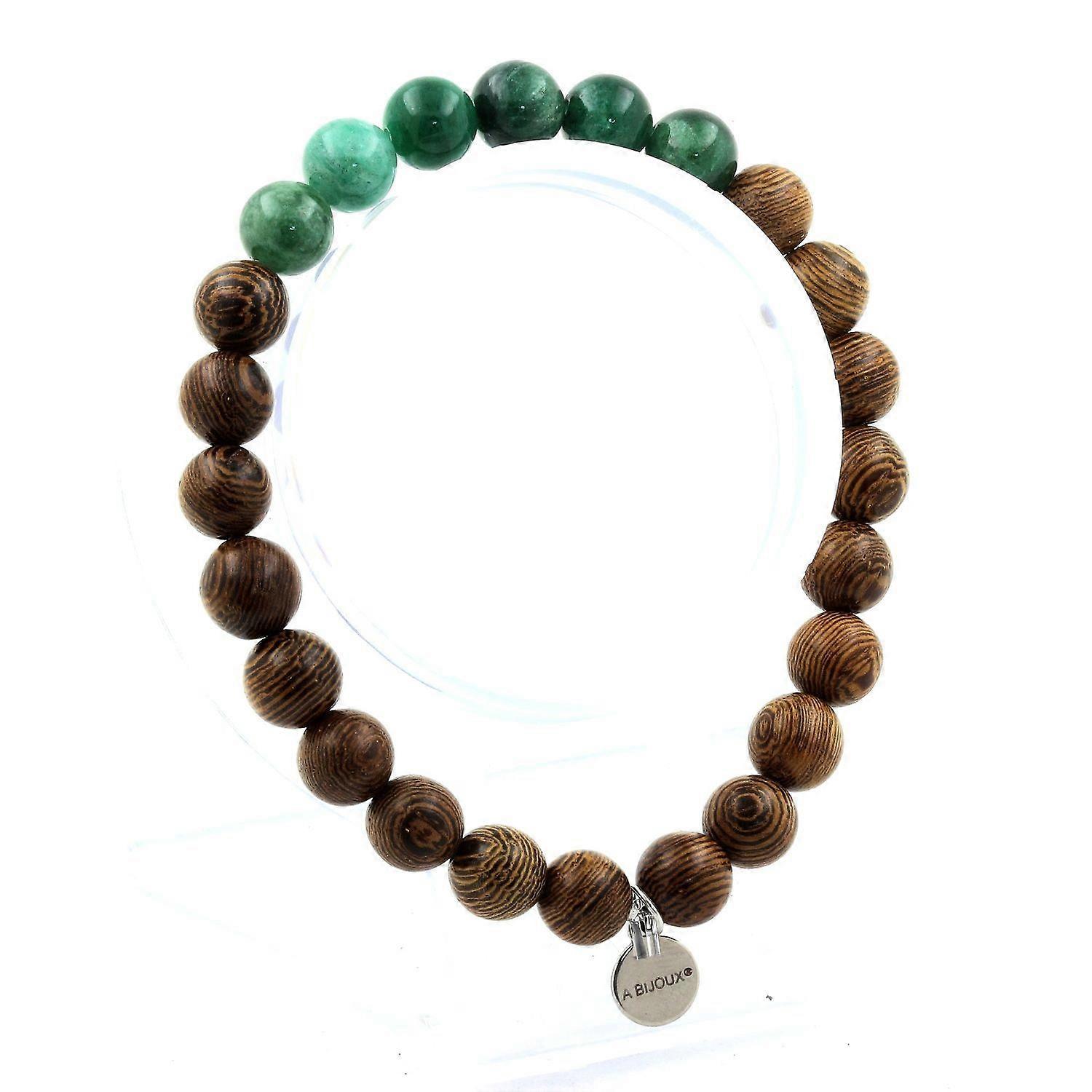 Bracelet Mica green beads from Tanzania + wood 8 mm