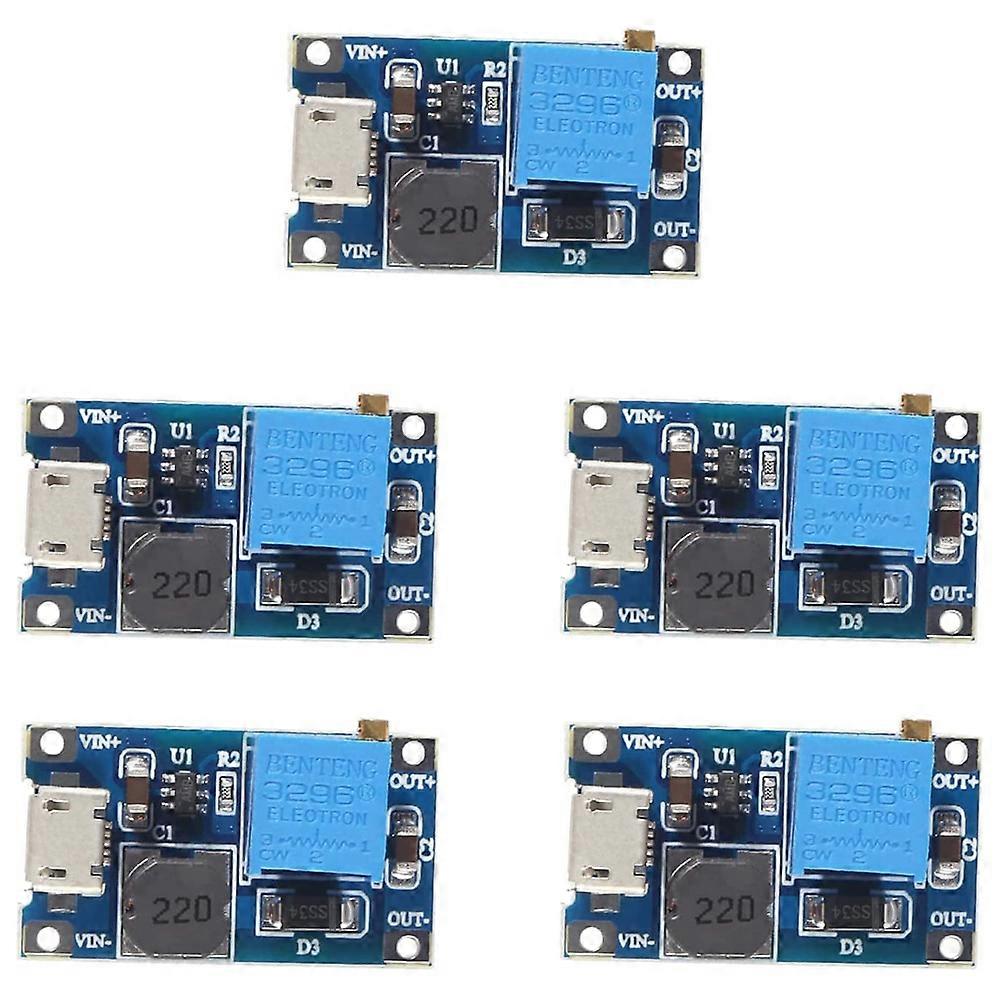 5Pcs 2A DC-DC Step Up Boost Module with -USB, Step Up Boost Converter Power Supply Voltage Regulato