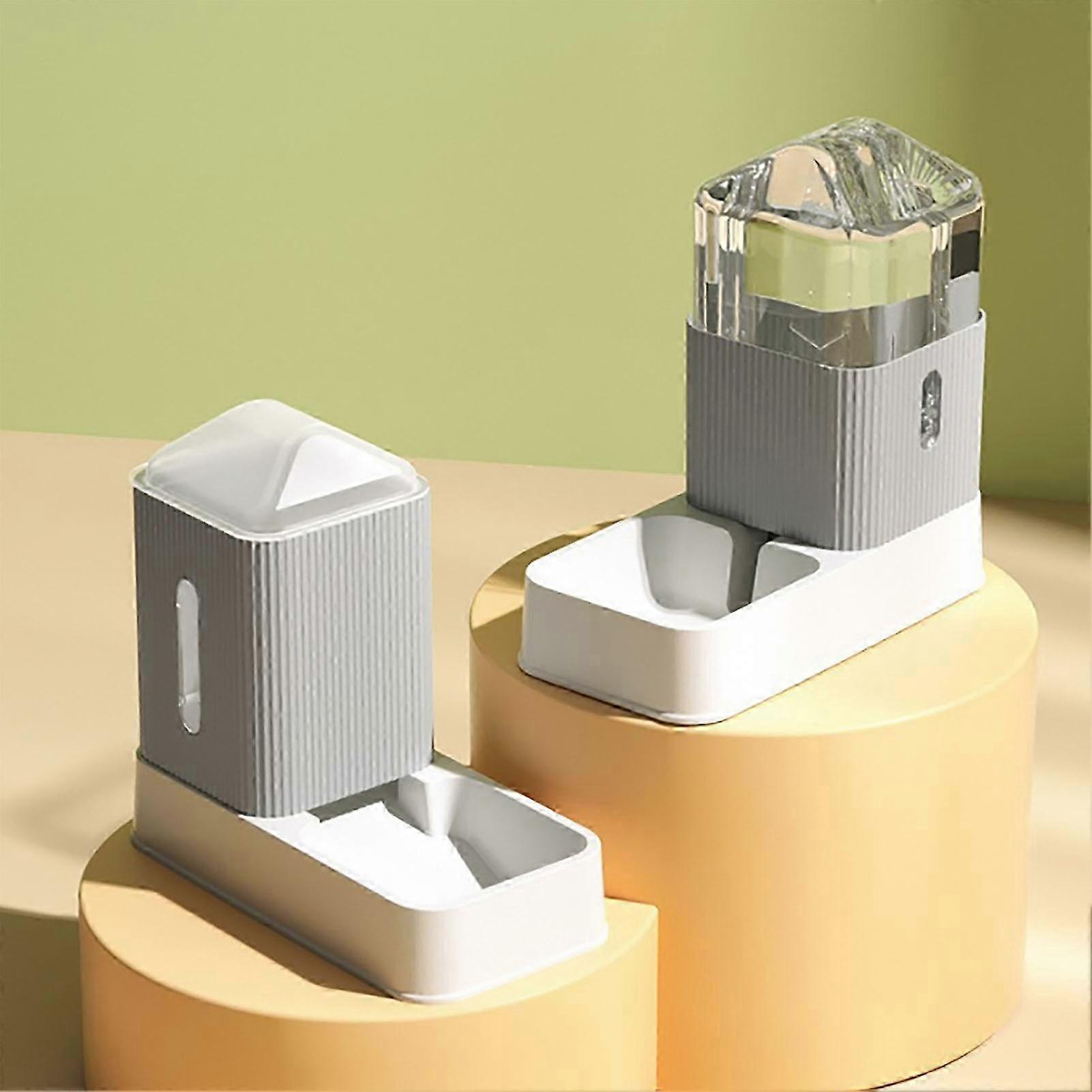 Automatic Dog Feeder and Water Dispenser Set Removable Fully Enclosed 3.5L Grey