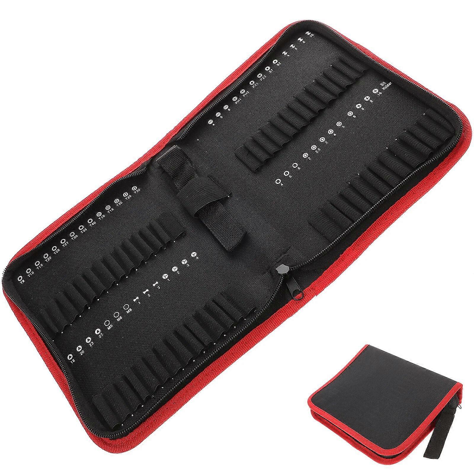Drill Bit Storage Bag Zipper Bit Tool Bag Oxford Cloth Handheld Bit Pouch Tool Kits Organizer Storage Pouch Canvas