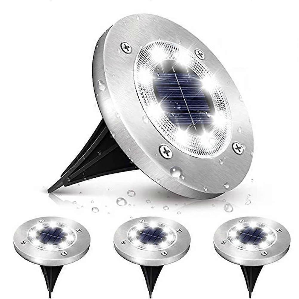4 Pcs Solar Power Buried Light Under Ground Lamp Outdoor Way Garden Decking with 8 LED
