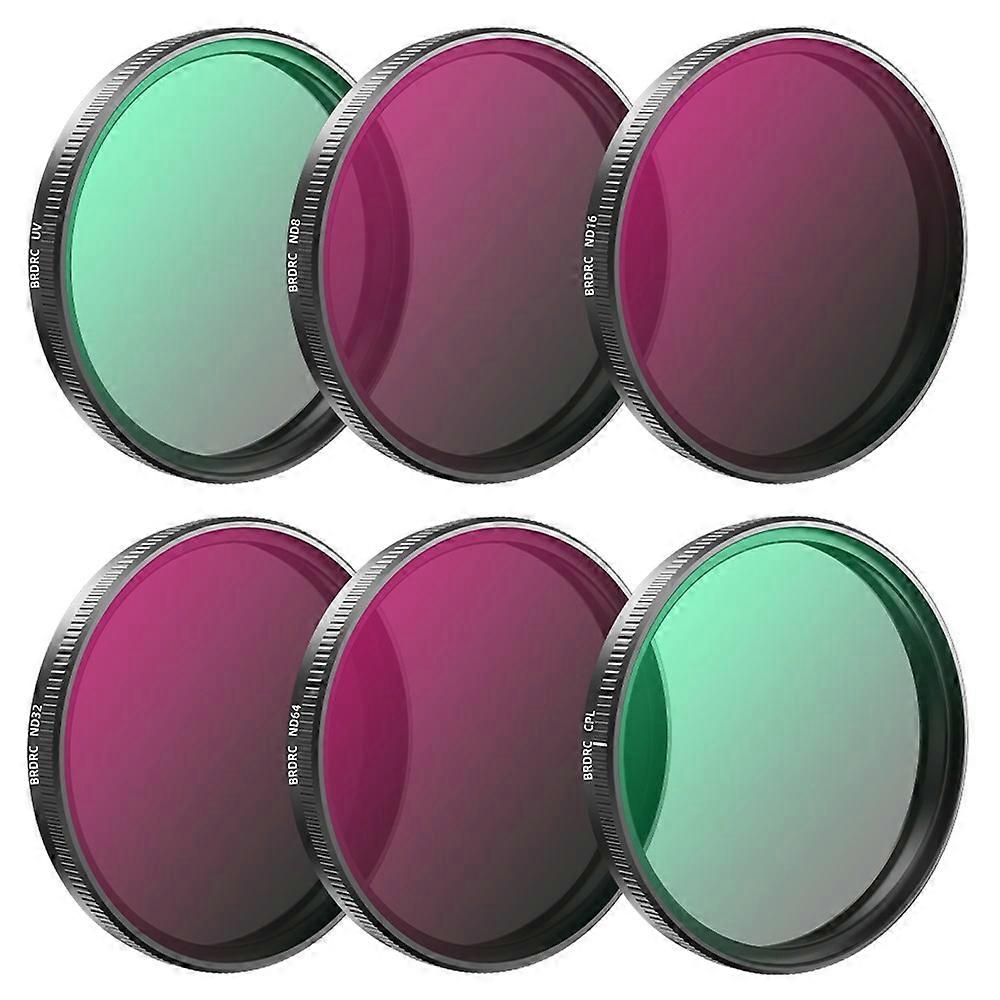 BRDRC 6Pcs Filtres pour DJI Osmo Action 5 Pro / 4 / 3 UV+CPL+ND8+ND16+ND32+ND64 Filtres Set