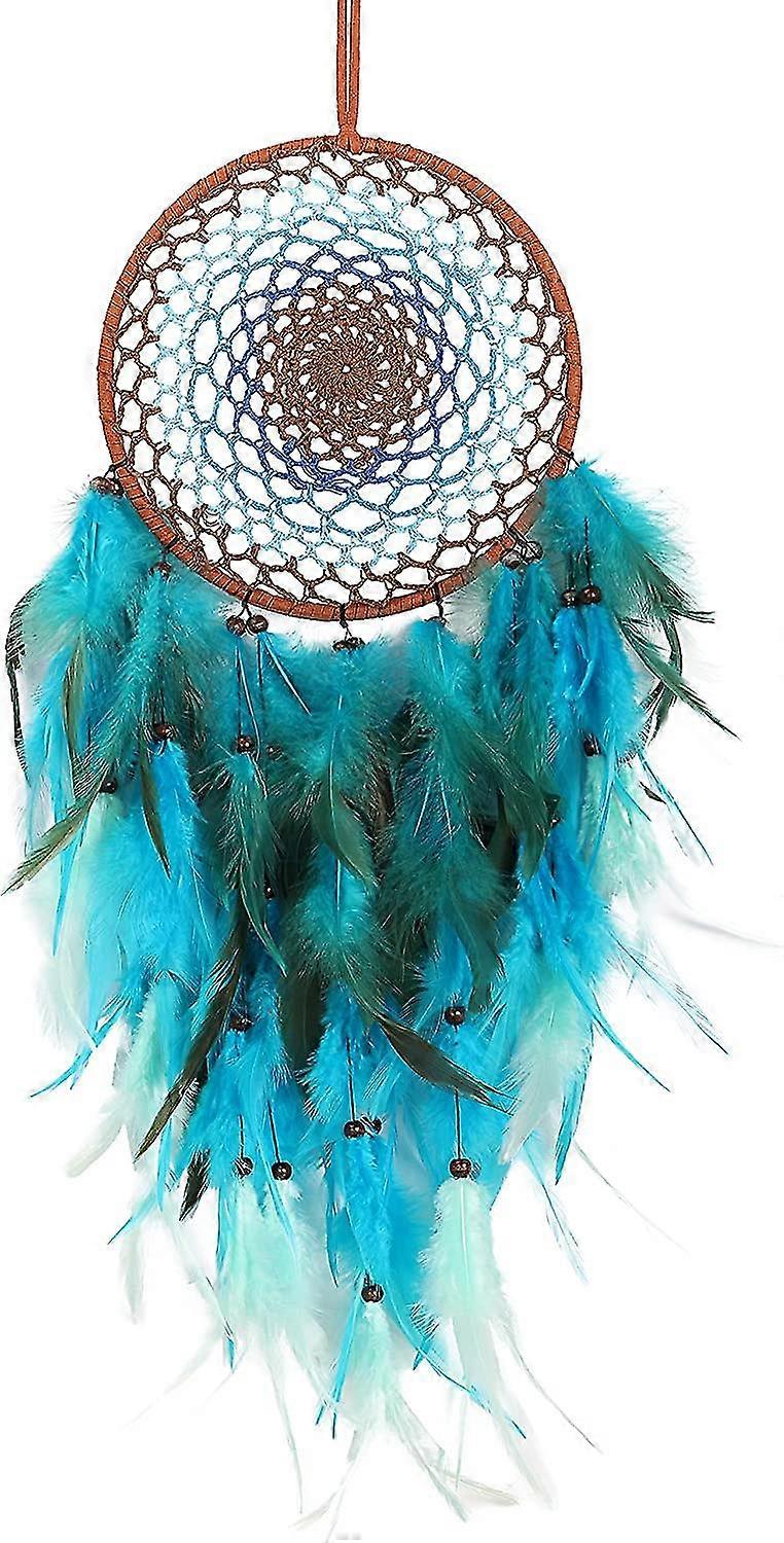 Dream Catcher Large With Colorful Feathers (blue)