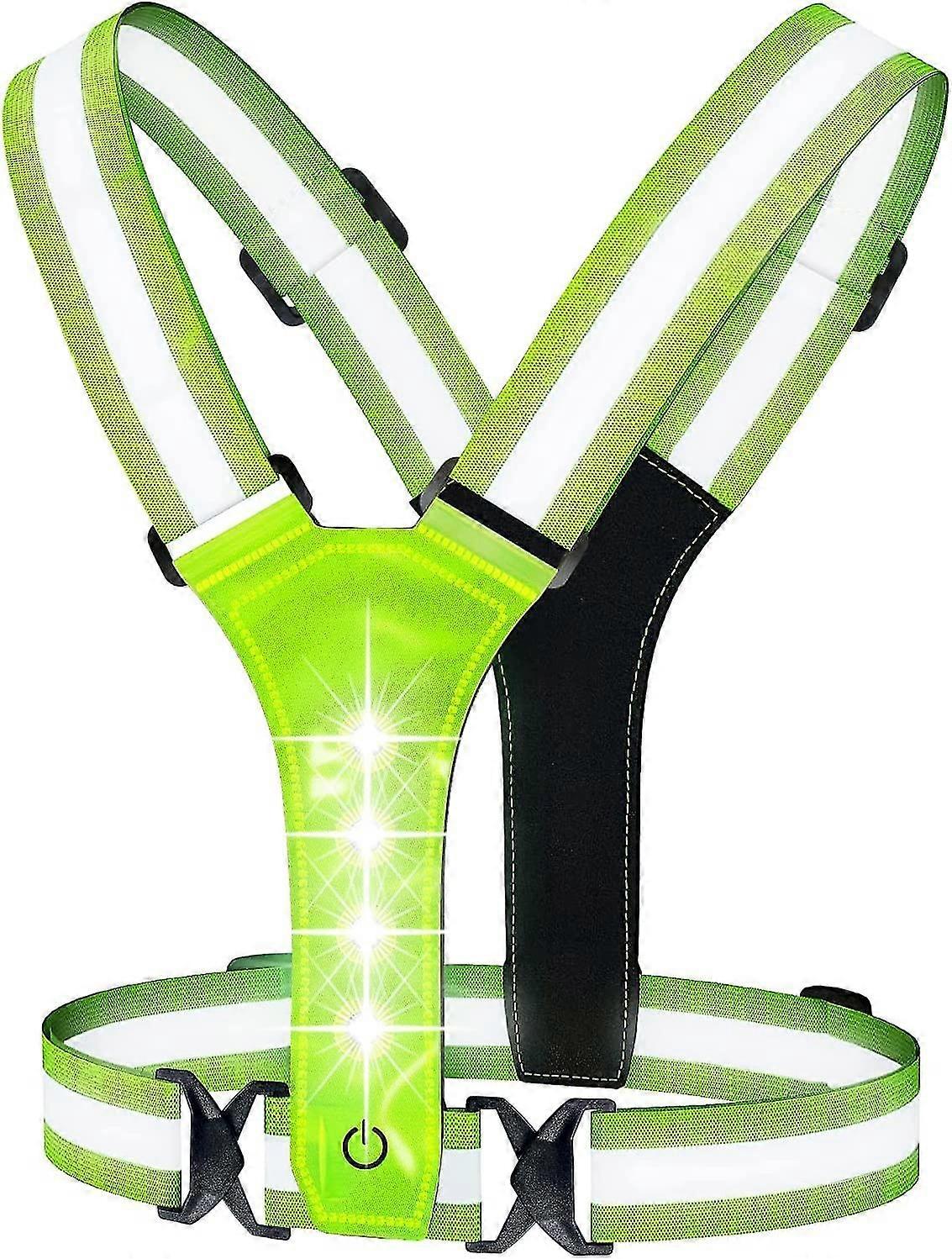 Led Reflective Running Vest,adjustable Elastic Running Safety Gear Led Light Up Vest High Visibility