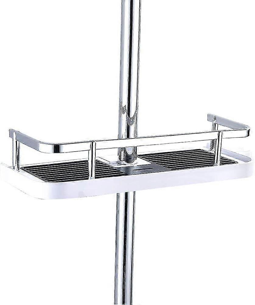 Fontic Abs Plastic Adjustable Telescopic Shower Shelf, Bathroom Organizer Soap Dish For Storing Shampoo Soap, No Drilling Mounting For 22mm-25mm