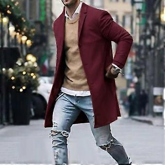 NZYIHAO Cappotto lungo da uomo, cappotto invernale casual, trench, tinta unita, cappotto di lana con bottoni, giacca a maniche lunghe, giacca invernale di grandi dimensioni, giacca a vento in lana