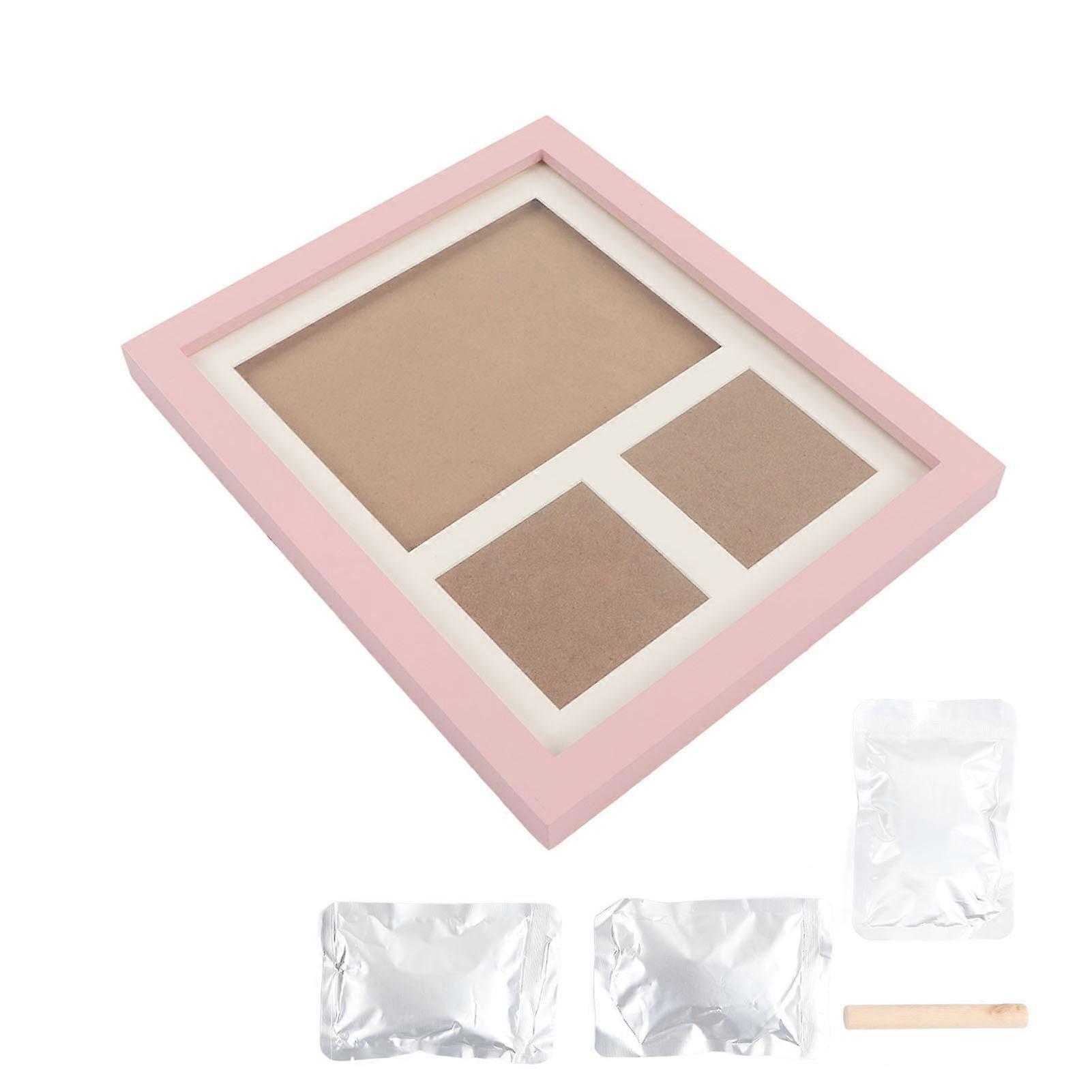 Baby Handprint Footprint Maker Kit Photo Frame White Mud DIY Baby Footprint Keepsake Kit Newborn Imprint Set Pink Photo Frame