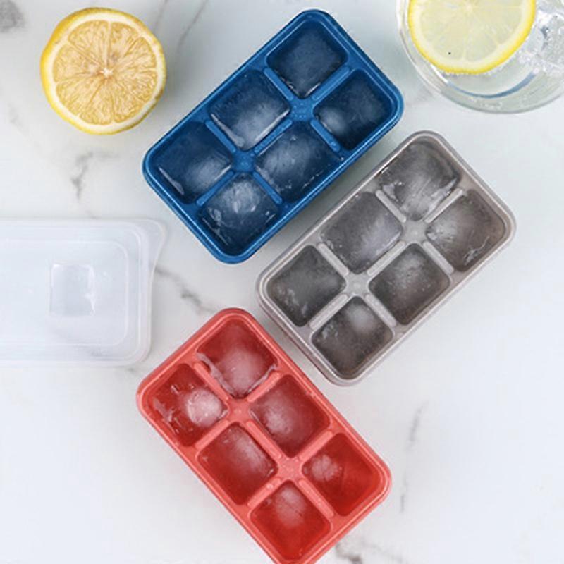 3pcs 6  Cavity Silicone Ice Cube Tray With Lid