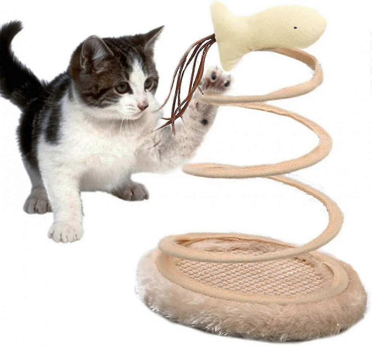 Interactive Cat Toy, Cat Plush Toy With Spiral Spring Plate